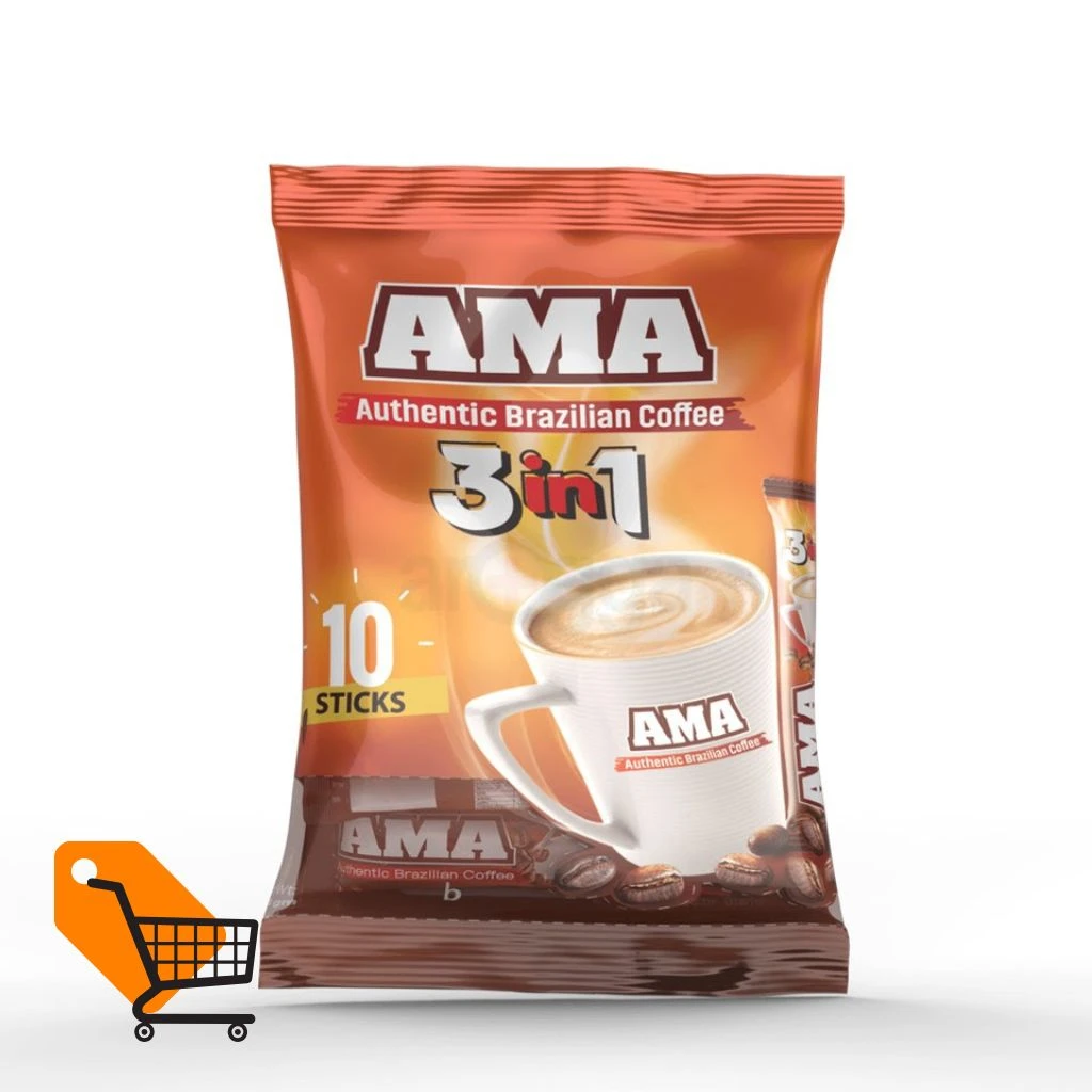 AMA 3 In 1 Authentic Brazilian Coffee Pouch Pack 10 Sticks 150g