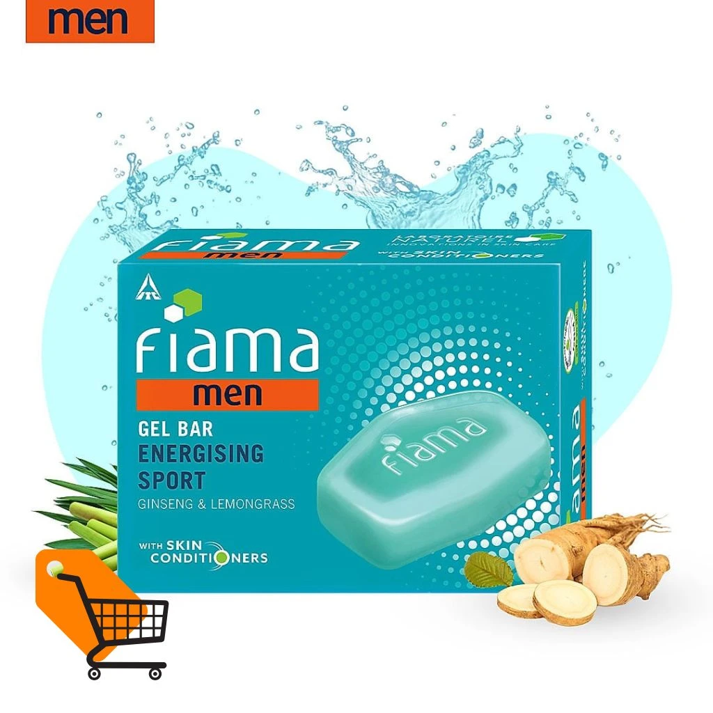 Fiama Men Gel Bar Energising Sport Ginseng & Lemongrass with Skin Conditioners 125gm