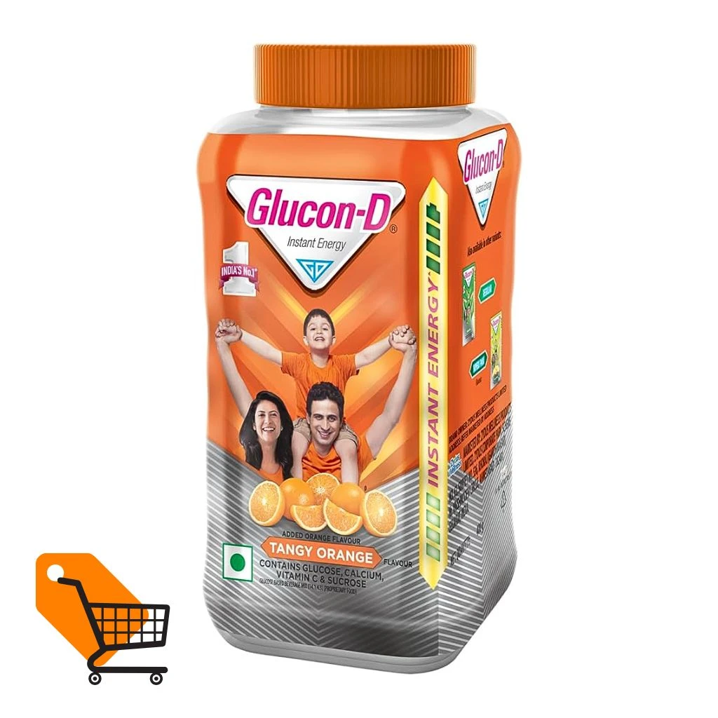 Glucon-D Tangy Orange Instant Energy Glucose Powder 400gm (Jar)