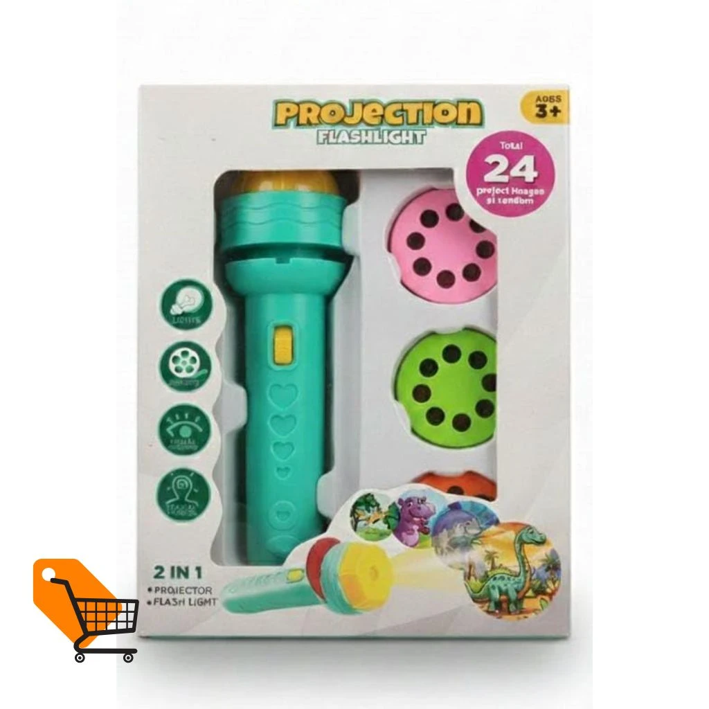 Mini Projector Kids Projection Flashlight Torch Toy with 24 Picture Slides (3 Discs) - Photo 2