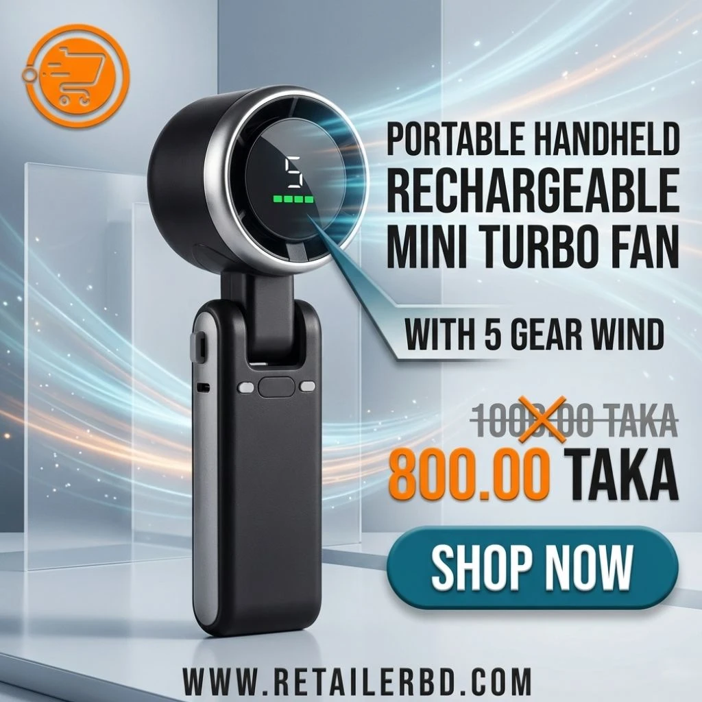 Portable Handheld Rechargeable Mini Turbo Fan With 5 Gear Wind