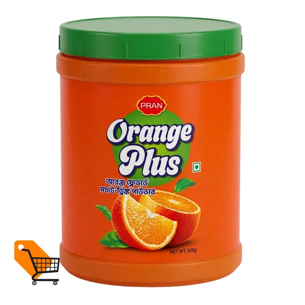 Pran Orange Plus Orange Flavored Soft Drink Powder 500gm