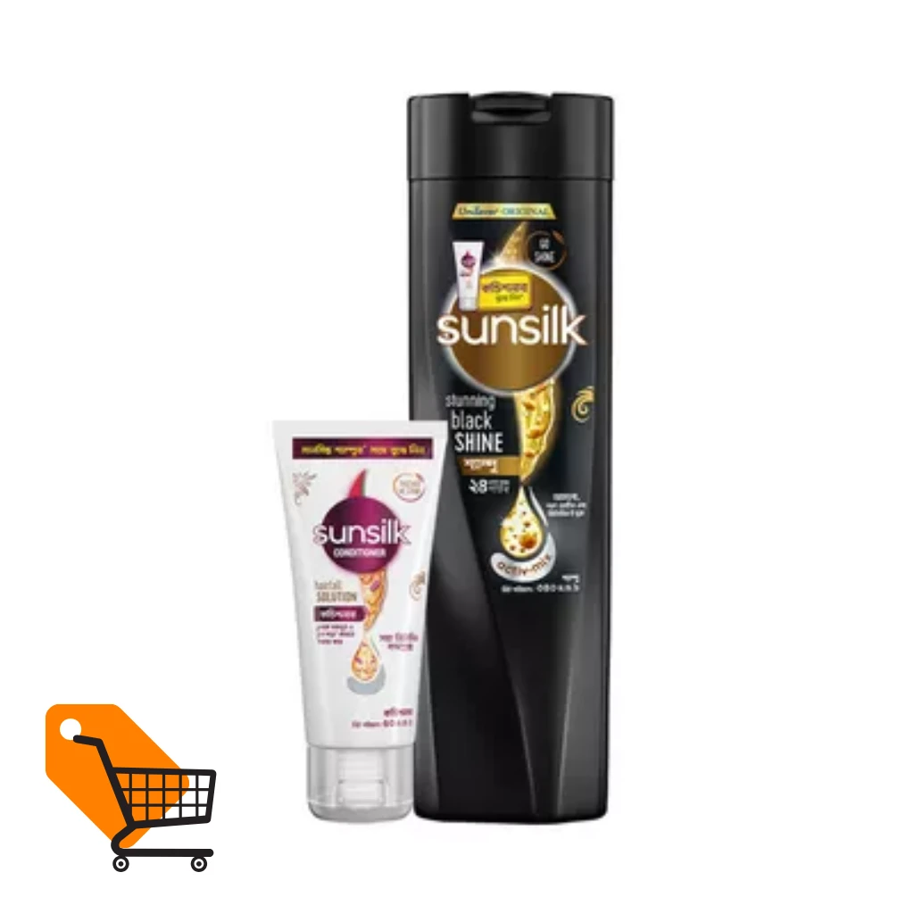 Sunsilk Stunning Black Shine Shampoo 340ml (Free Sunsilk Hairfall Solution Conditioner 50ml)