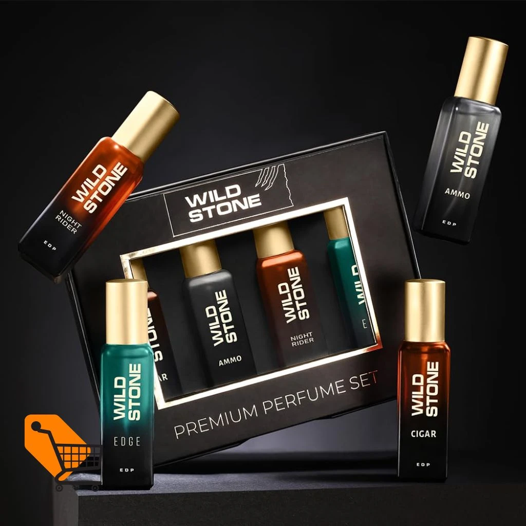 Wild Stone Ammo, Cigar, Edge and Night Rider Long Lasting Luxury Premium Perfume Gift Set for Men, Pack Of 4 (20ml Each)